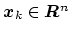 $\bm{x}_k \in \bm{R}^n$